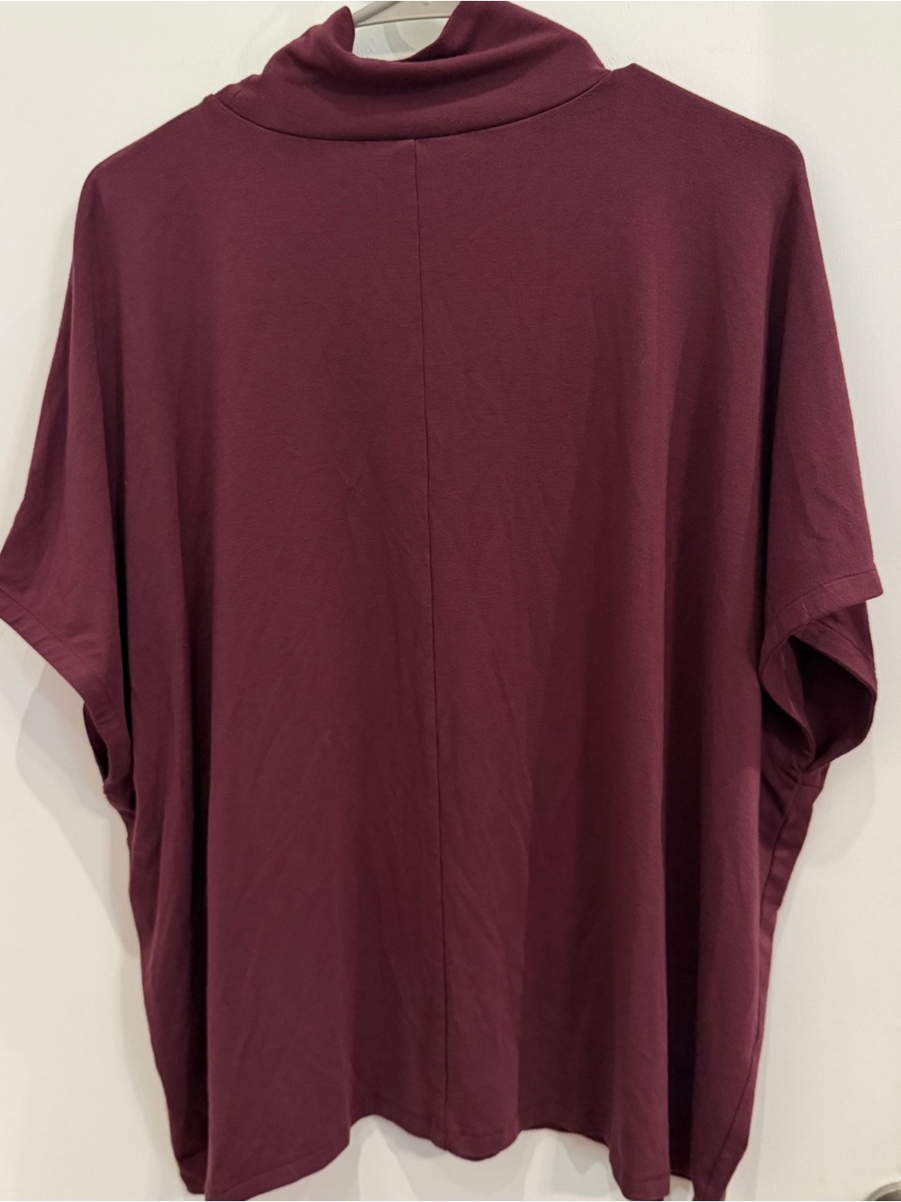 Daily Ritual Mock Neck Poncho Batwing Top XL Deep Burgundy Cozy Loungewear‎ - Picture 3 of 5